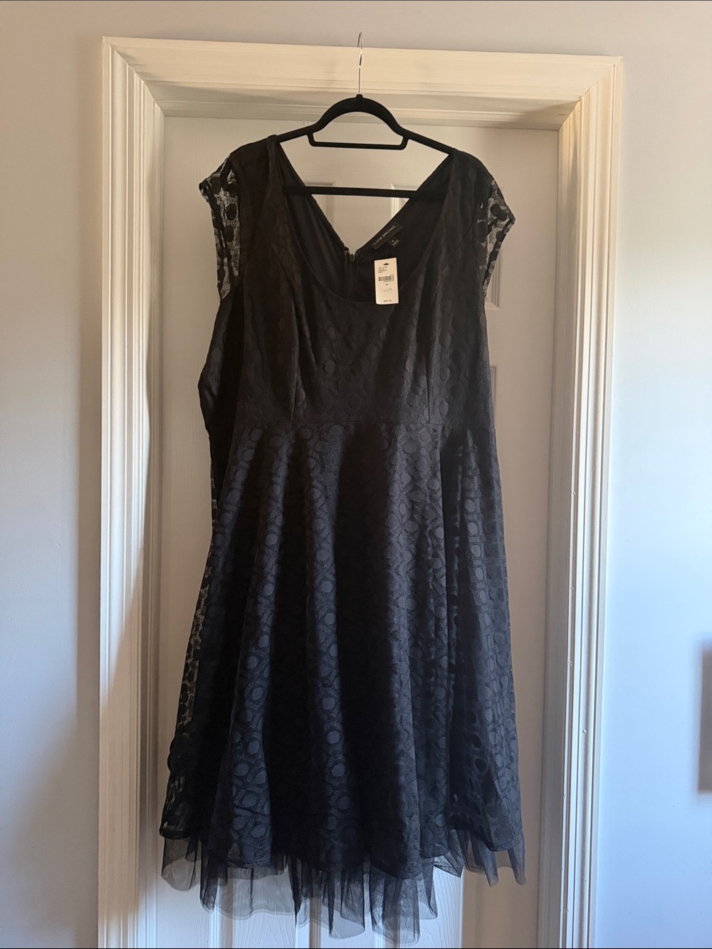 Lane Bryant Black Lace Midi Dress with Tulle Hem